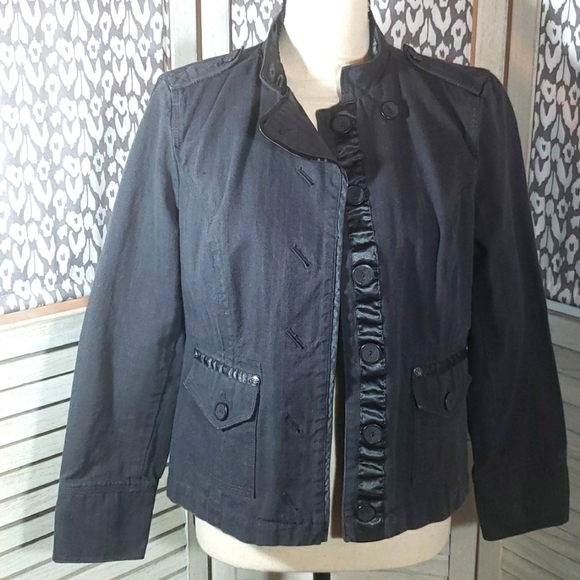 NWOT Ruff Hewn Women Jacket Distressed Black Cute - Picture 1 of 12
